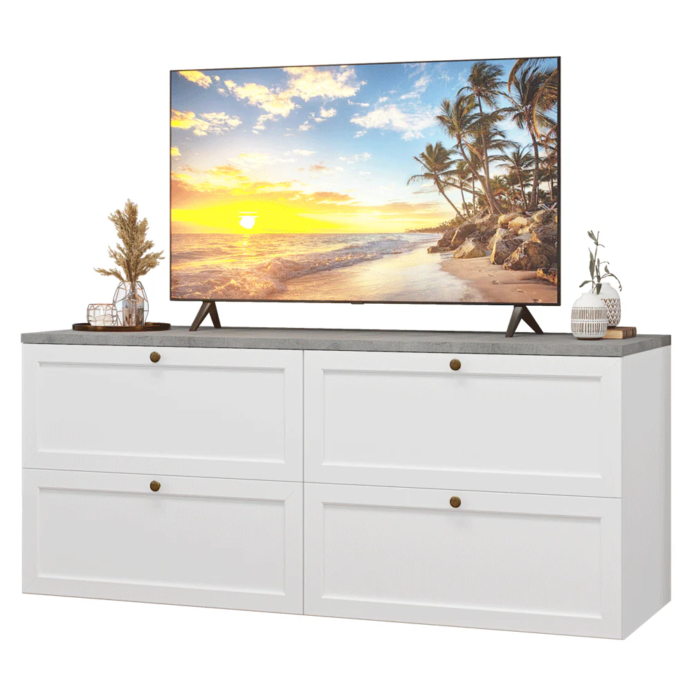Rack para TV hasta 70 pulgadas, 160cm, 4 cajones, Blanco Vik 04 - Image 3