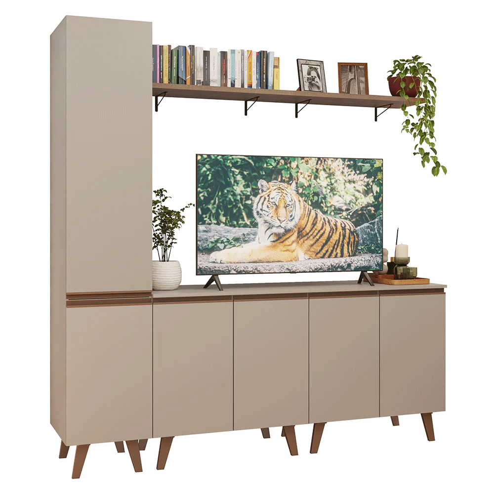 Rack para TV hasta 70 pulgadas + repisa 200cm Crema Nice 02 - Image 3