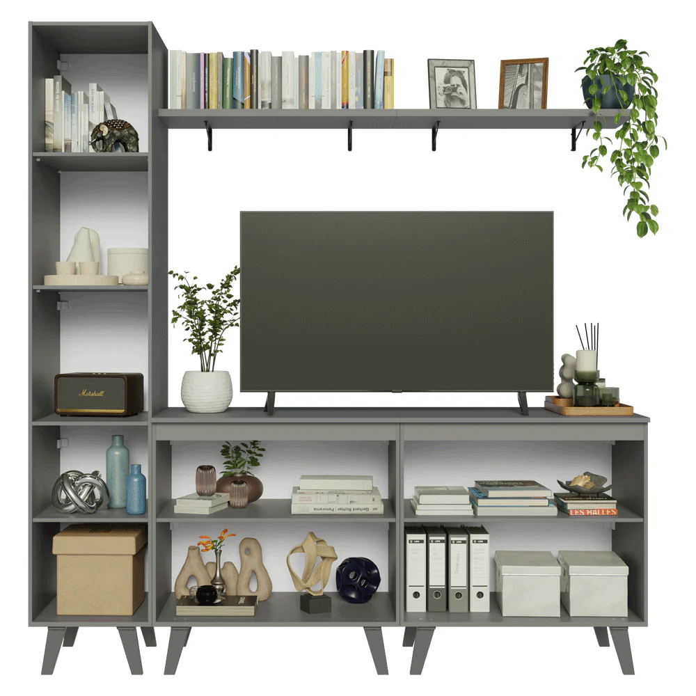Rack para TV hasta 70 pulgadas + repisa 200cm, Gris Nice 02 - Image 9