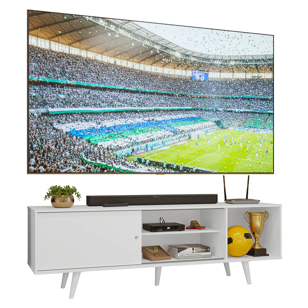 Rack para TV hasta 80 pulgadas 160 cm Con Patas Torino Blanco - Image 3