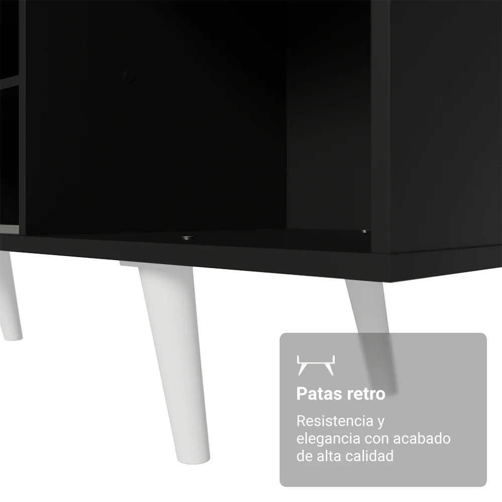 Rack para TV hasta 80 pulgadas, 160 cm de ancho, con patas, Negro/Blanco Torino - Image 5