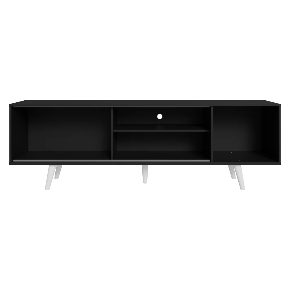 Rack para TV hasta 80 pulgadas, 160 cm de ancho, con patas, Negro/Blanco Torino - Image 7