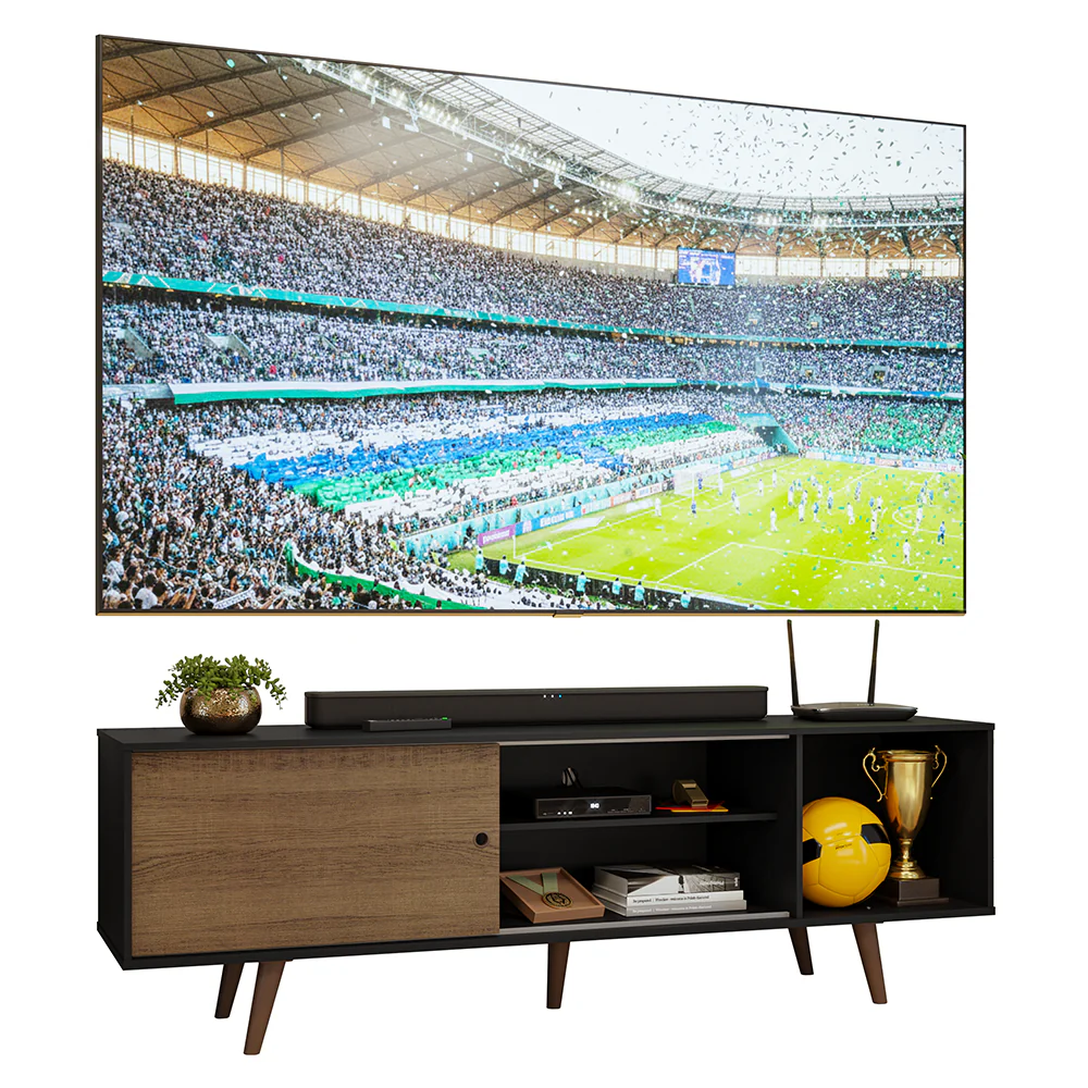 Rack para TV hasta 80 pulgadas, 160 cm, Negro/Marrón con patas Torino Marrón - Image 3