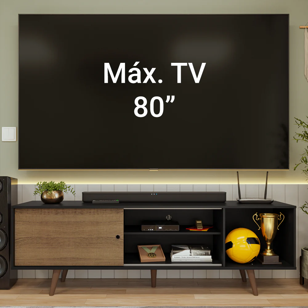 Rack para TV hasta 80 pulgadas, 160 cm, Negro/Marrón con patas Torino Marrón - Image 4