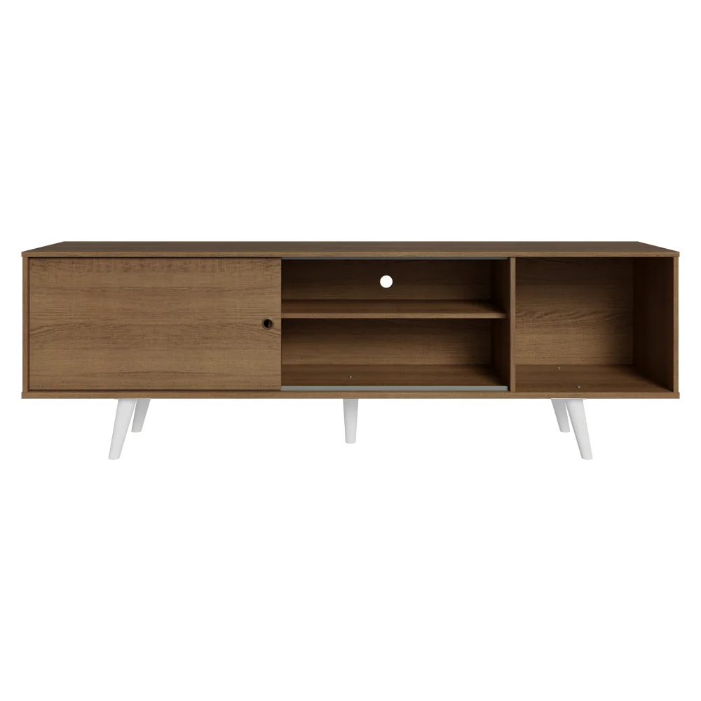 Rack para TV hasta 80 pulgadas, 160cm, color Marrón, patas Blancos, Torino - Image 6