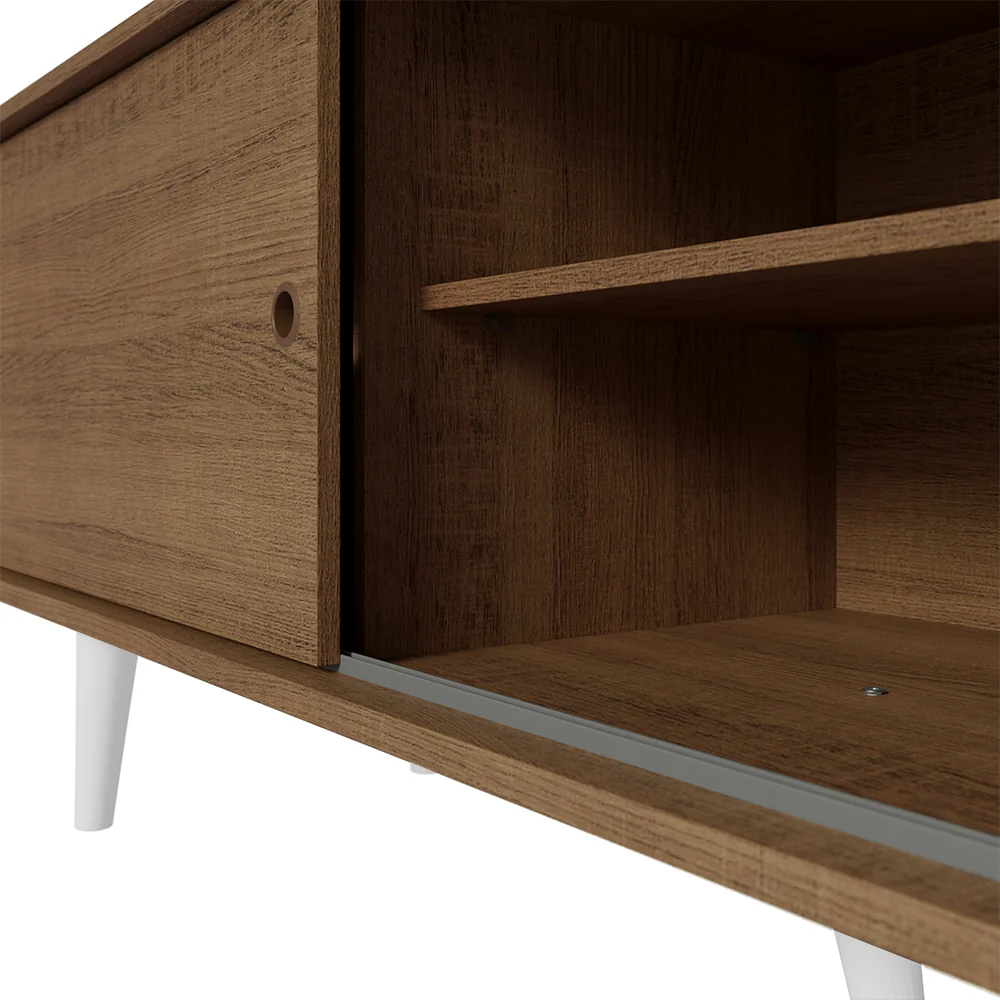 Rack para TV hasta 80 pulgadas, 160cm, color Marrón, patas Blancos, Torino - Image 8