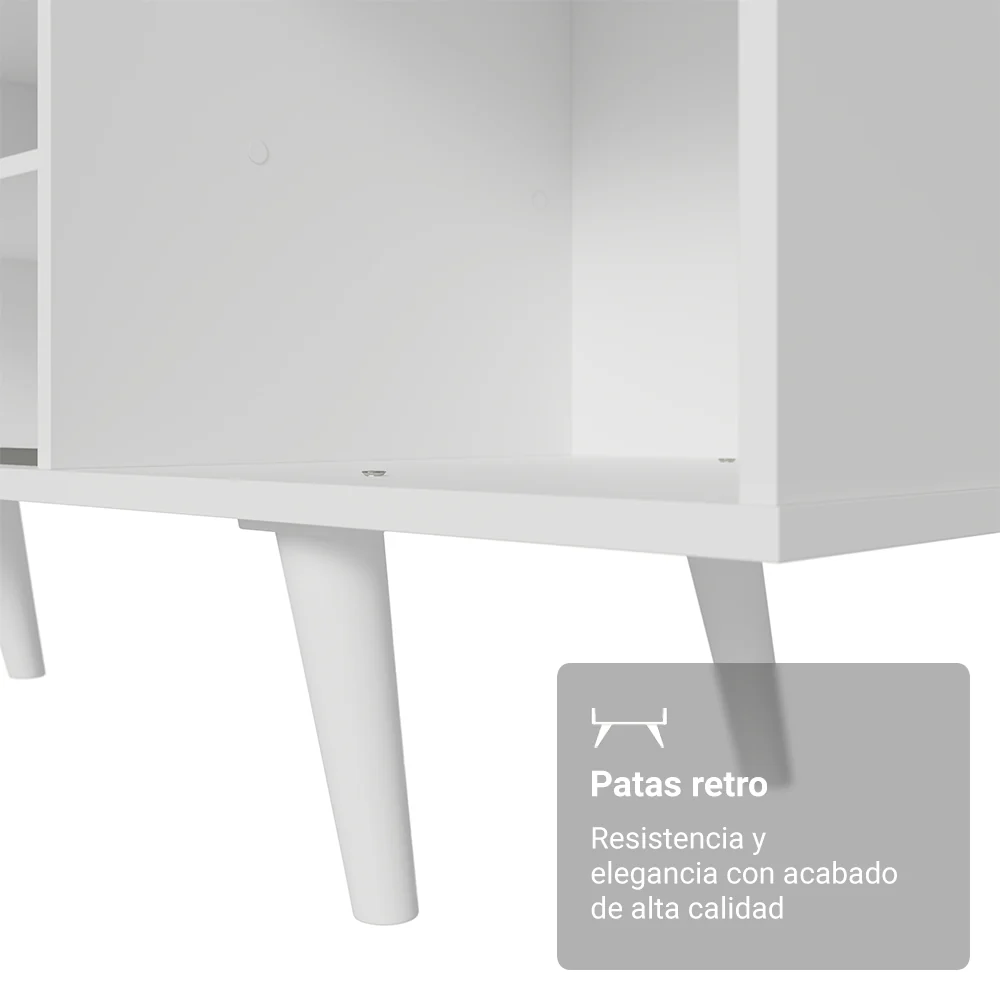 Rack para TV hasta 80 pulgadas, 160cm de ancho, con patas, Blanco/Negro Torino - Image 5