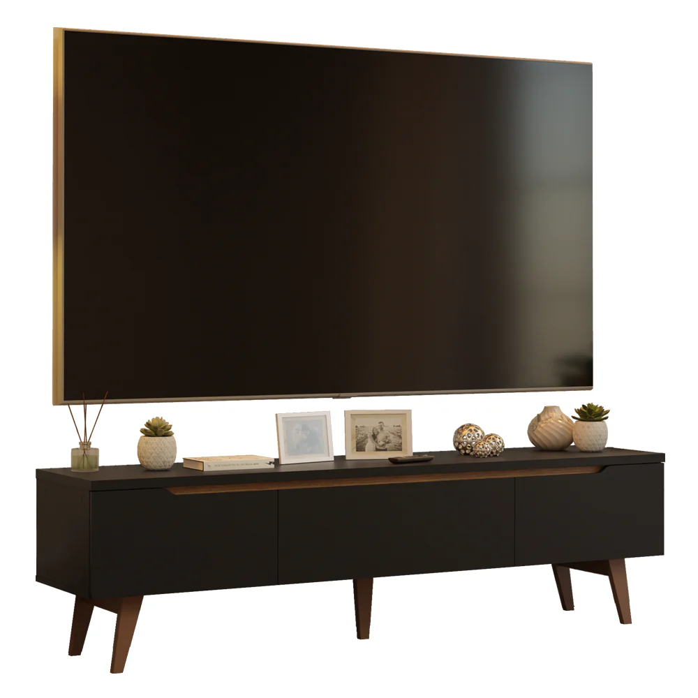Rack para TV hasta 80 pulgadas 180 cm 2 Puertas 1 Cajón Doha Negro/Marrón - Image 3