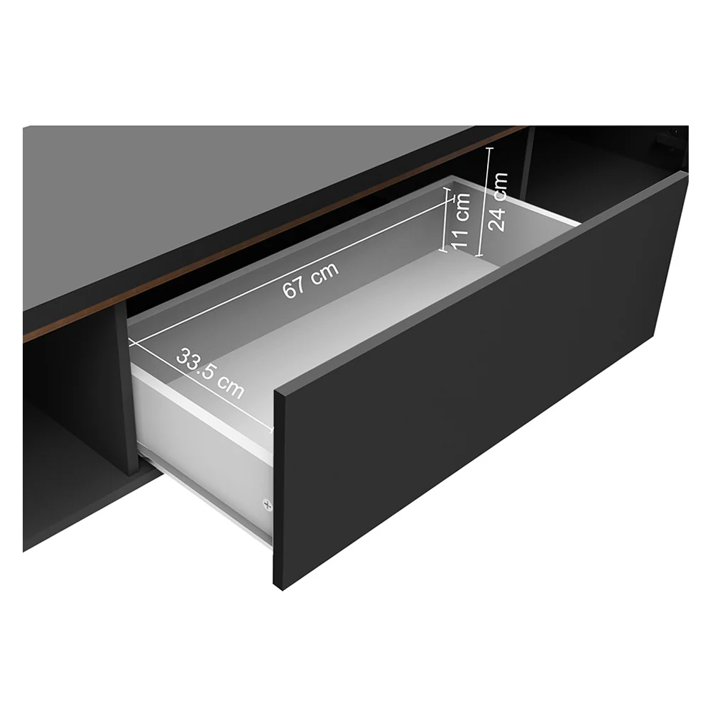 Rack para TV hasta 80 pulgadas 180 cm 2 Puertas 1 Cajón Doha Negro/Marrón - Image 4