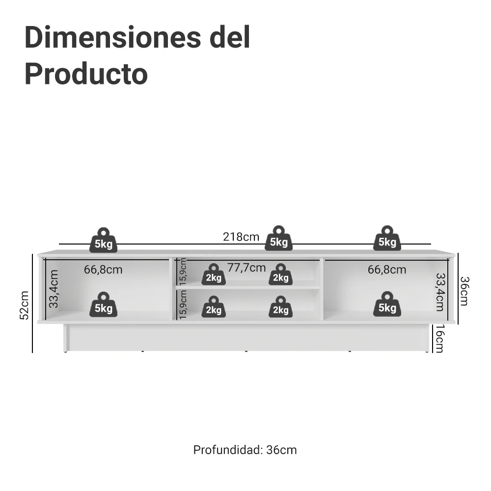 Rack para TV hasta 80 Pulgadas 218 cm 2 Puertas Blanco/Azul Vik Madesa - Image 2
