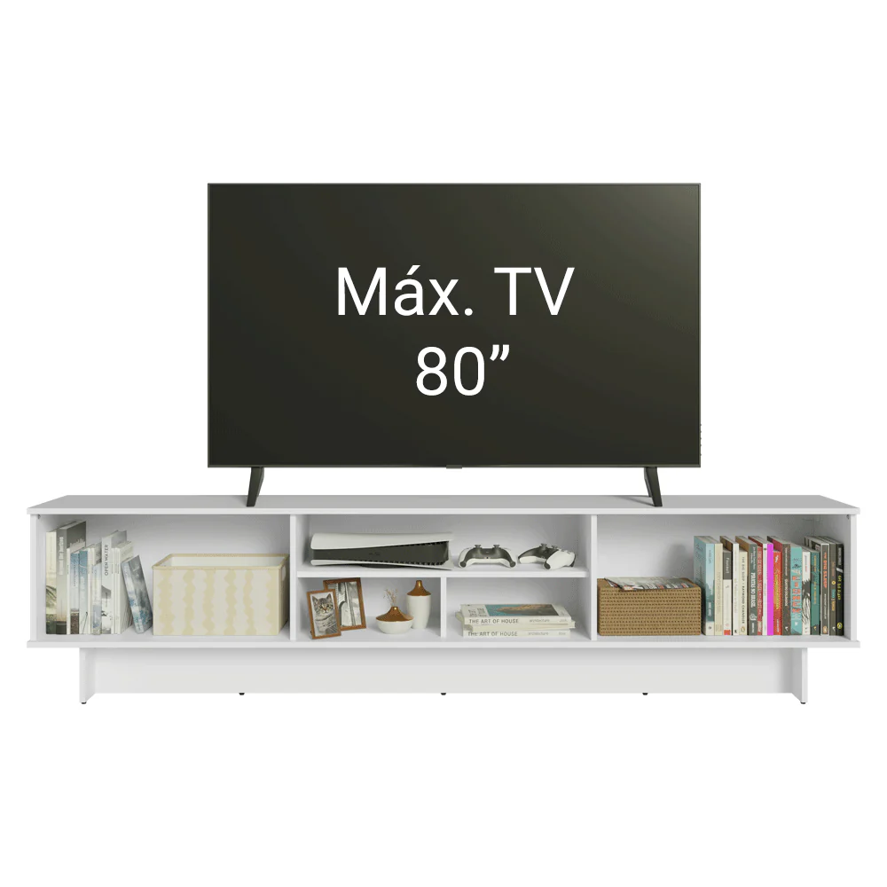 Rack para TV hasta 80 Pulgadas 218 cm 2 Puertas Blanco/Crema Vik Madesa - Image 5