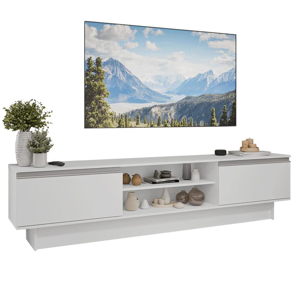 Rack para TV hasta 80 Pulgadas 218 cm 2 Puertas Blanco Glamy Madesa - Image 3