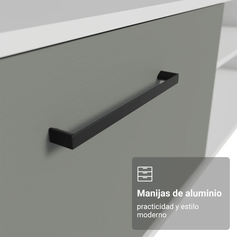 Rack para TV hasta 80 Pulgadas 218 cm 2 Puertas Blanco/Gris Agata Madesa - Image 8