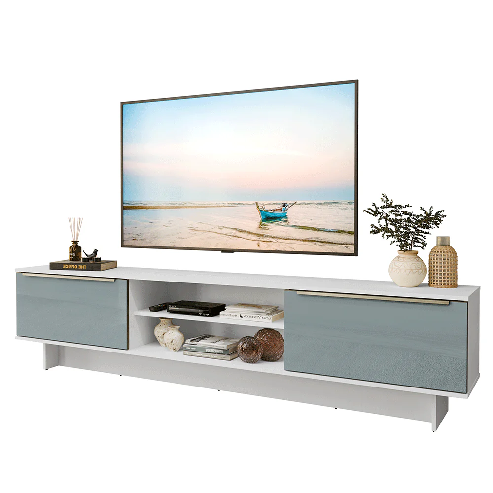 Rack para TV hasta 80 Pulgadas 218 cm 2 Puertas Blanco/Gris Lux Madesa - Image 3