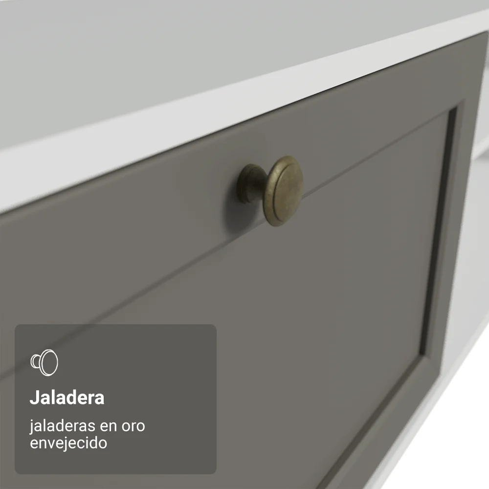 Rack para TV hasta 80 Pulgadas 218 cm 2 Puertas Blanco/Gris Vik Madesa - Image 7