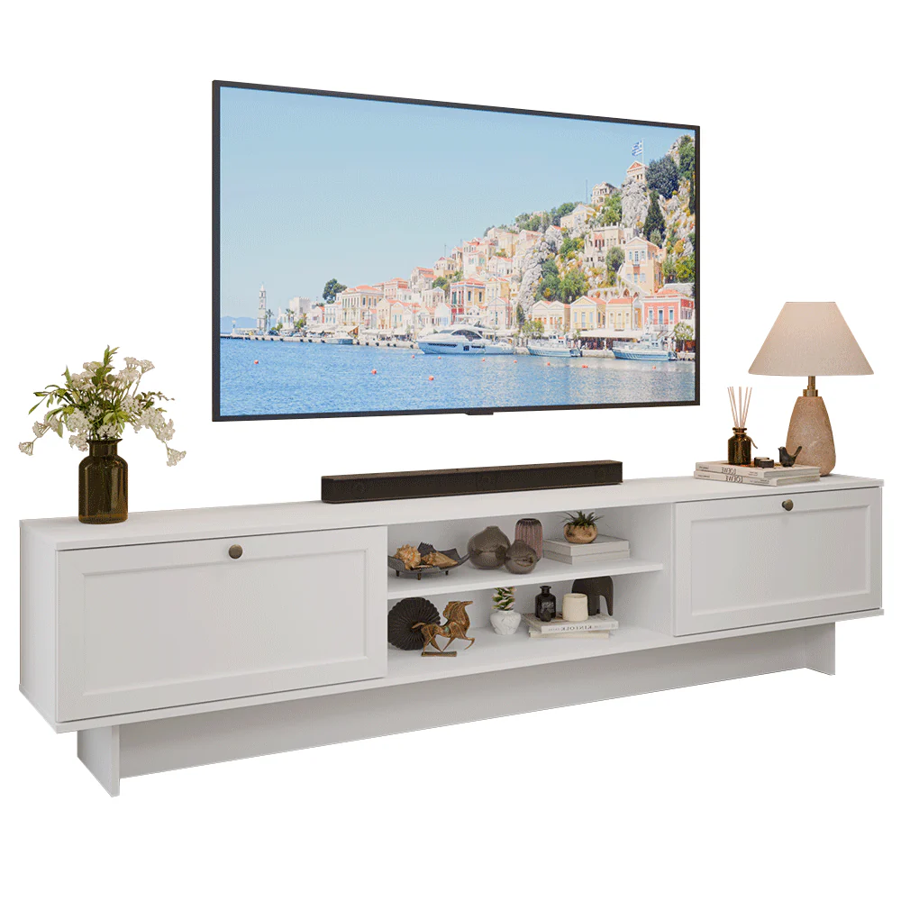 Rack para TV hasta 80 Pulgadas 218 cm 2 Puertas Blanco Vik Madesa - Image 3