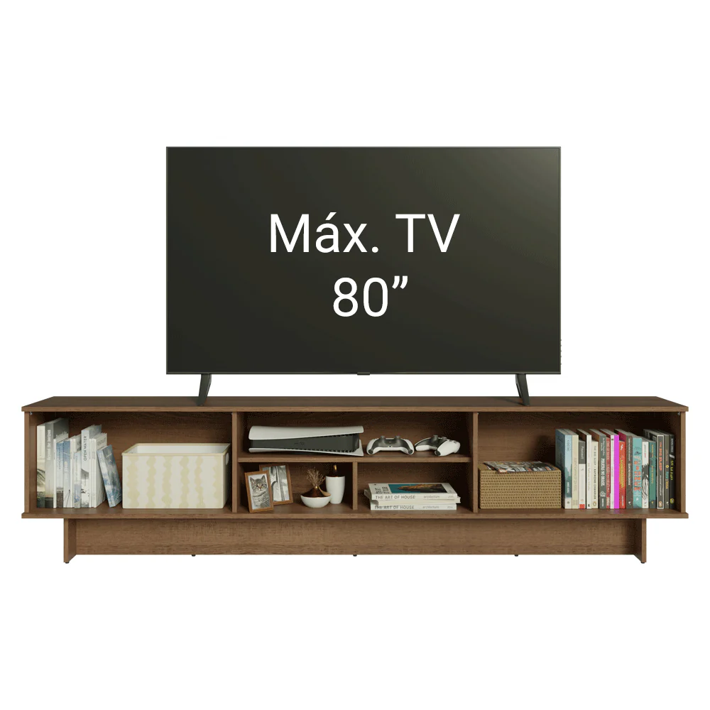 Rack para TV hasta 80 Pulgadas 218 cm 2 Puertas Marrón/Azul Vik Madesa - Image 5