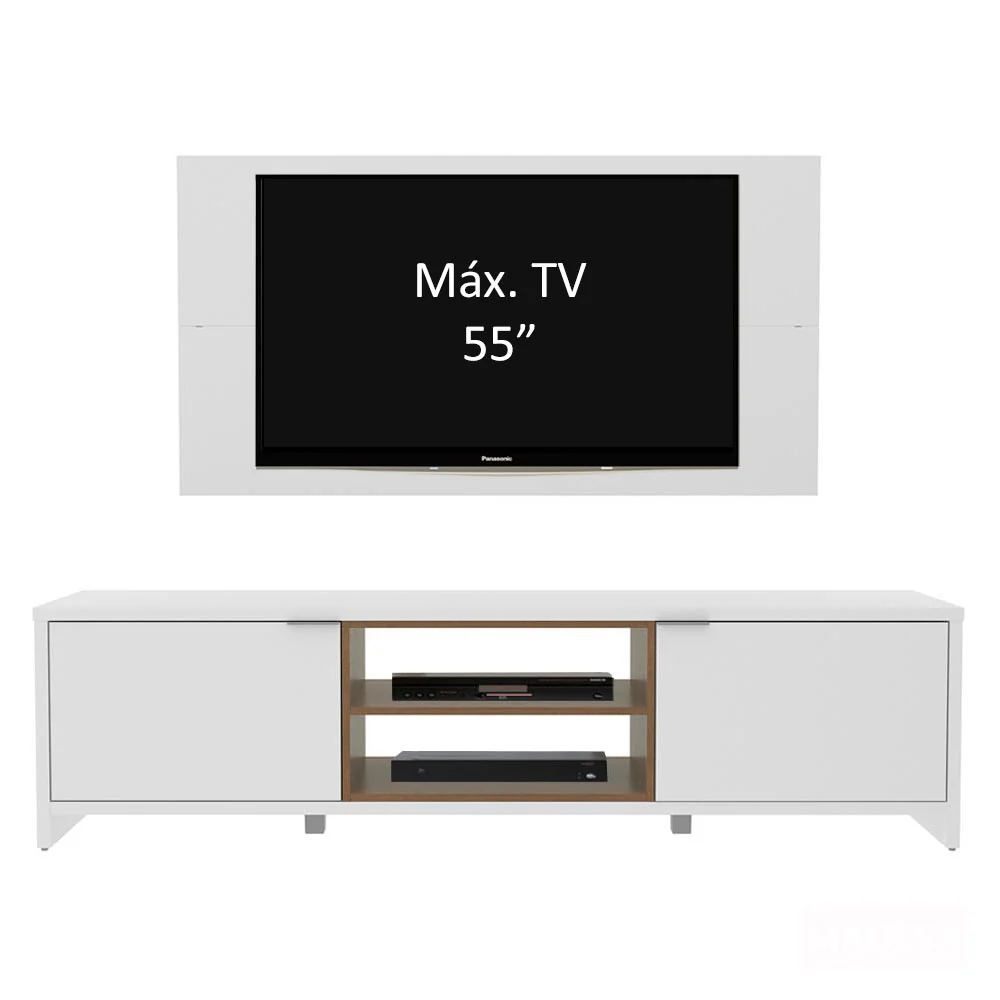 Rack para TV Madesa Metz con Panel de TV hasta 55 Pulgadas Blanco/Marrón - Image 4