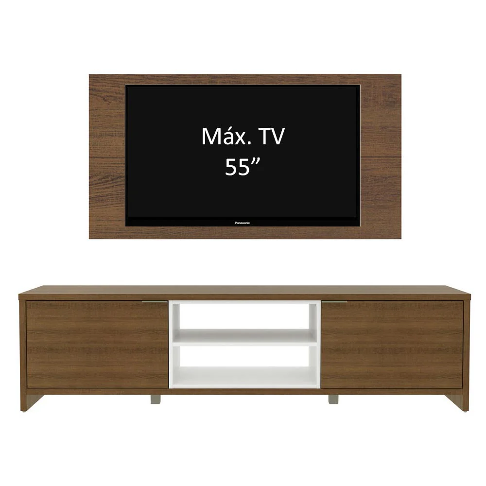 Rack para TV Madesa Metz con Panel de TV hasta 55 Pulgadas Marrón/Blanco/Marrón - Image 4