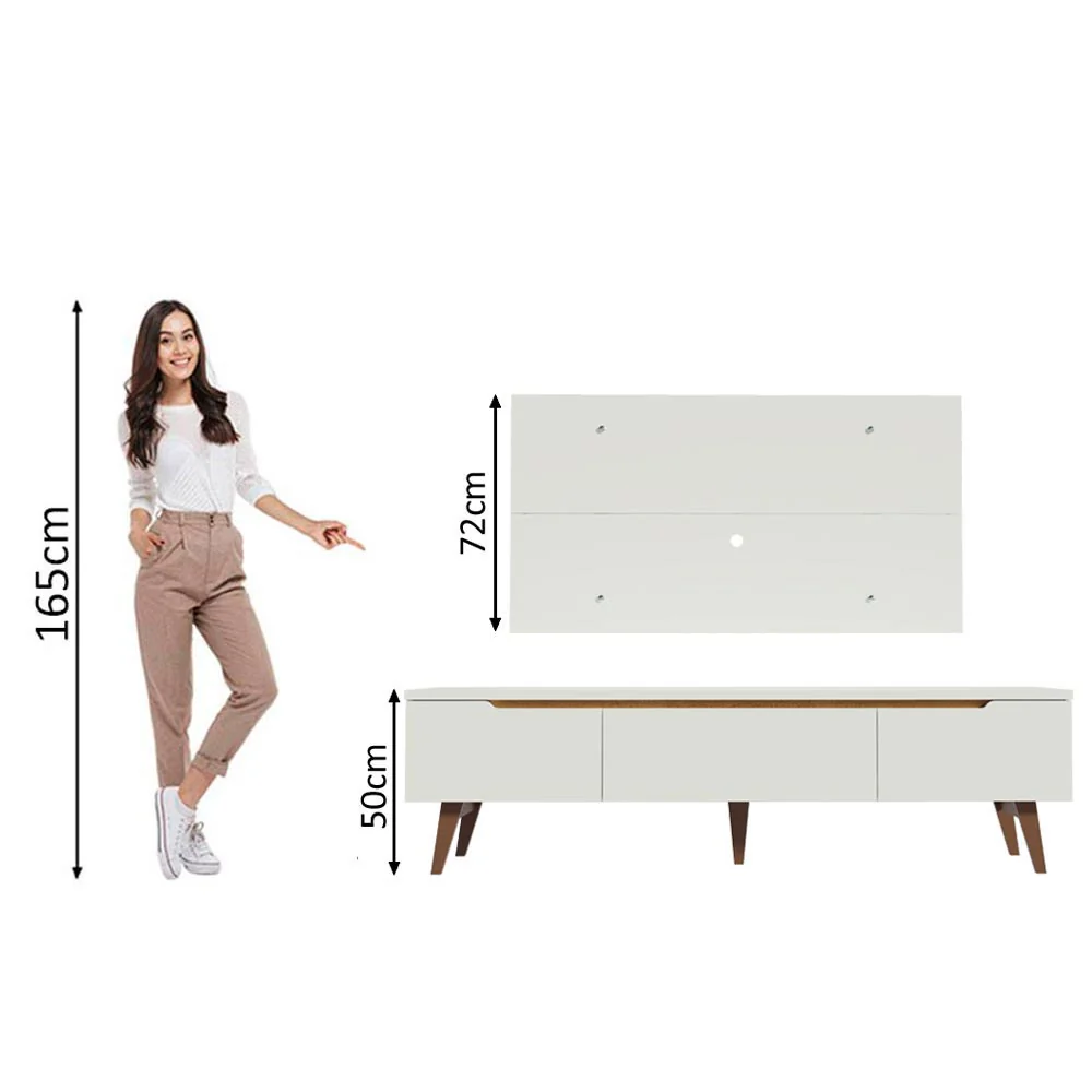 Rack para TV Madesa Reims con Panel de TV hasta 55 Pulgadas 2 Puertas e 1 Cajon Blanco - Image 8