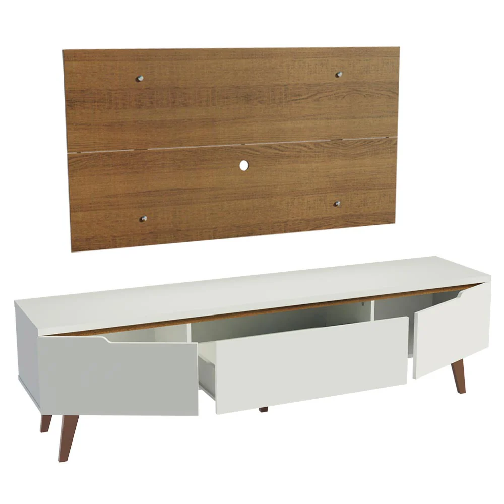 Rack para TV Madesa Reims con Panel de TV hasta 55 Pulgadas 2 Puertas e 1 Cajon Blanco/Marrón - Image 7
