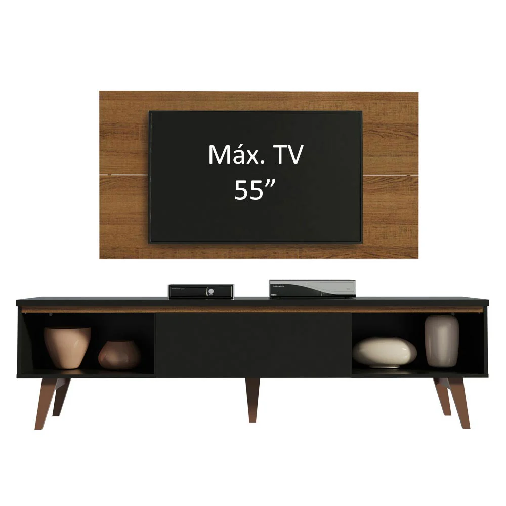 Rack para TV Madesa Reims con Panel de TV hasta 55 Pulgadas 2 Puertas e 1 Cajon Marrón/Negro - Image 4