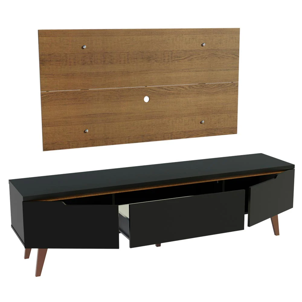 Rack para TV Madesa Reims con Panel de TV hasta 55 Pulgadas 2 Puertas e 1 Cajon Marrón/Negro - Image 5