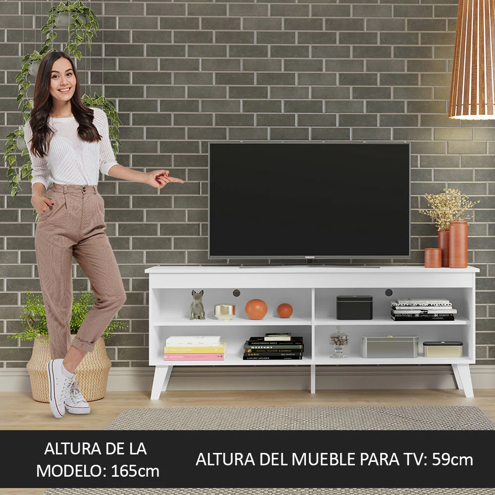 Rack para TV Turim hasta 65 con patas Blanco - Image 4