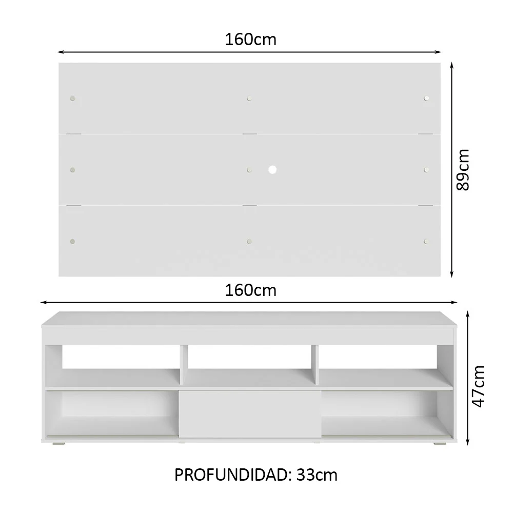 Rack para TV y Panel Hasta 65 Blanco Orlando - Image 2