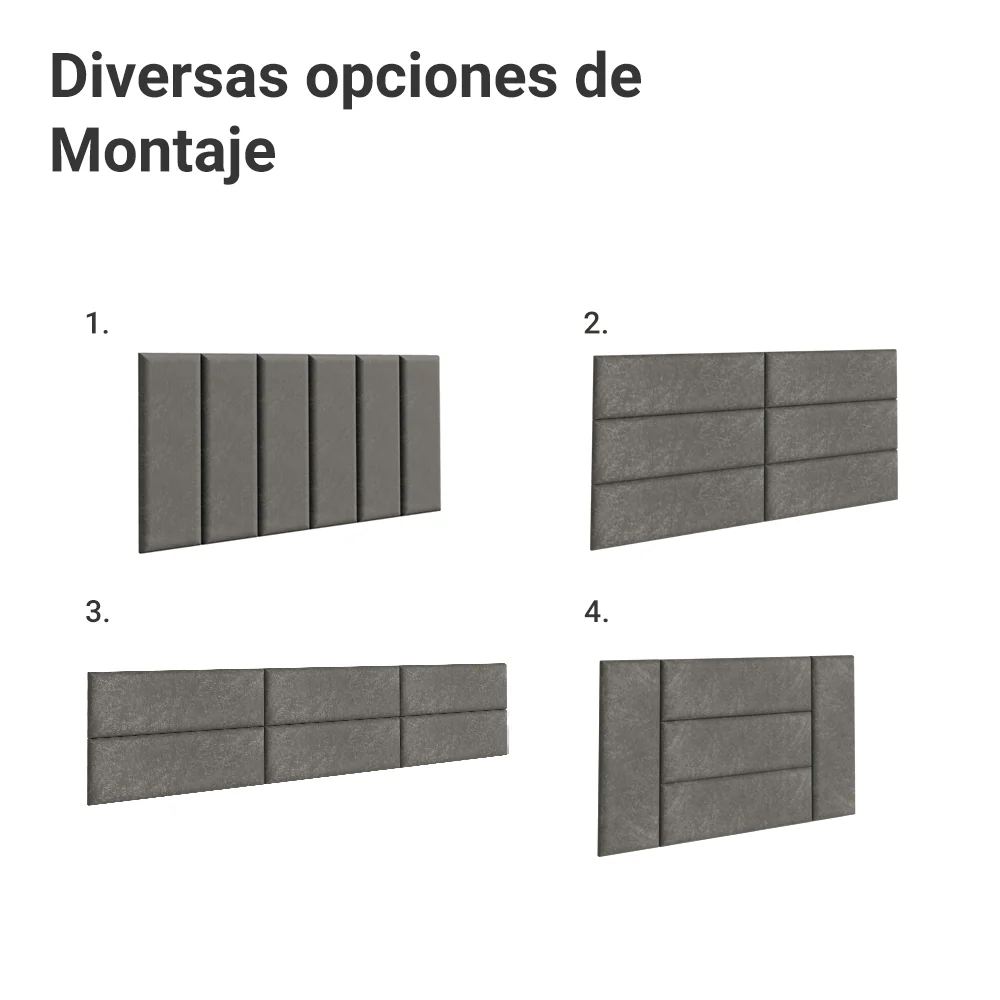 Respaldo Tapizado Modular Combo 6 Piezas para Camas Individual Silver Madesa - Image 3