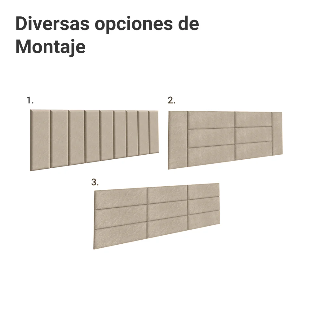 Respaldo Tapizado Modular Combo 9 Piezas para Camas hasta Matrimonial/Queen Imperial Madesa - Image 4