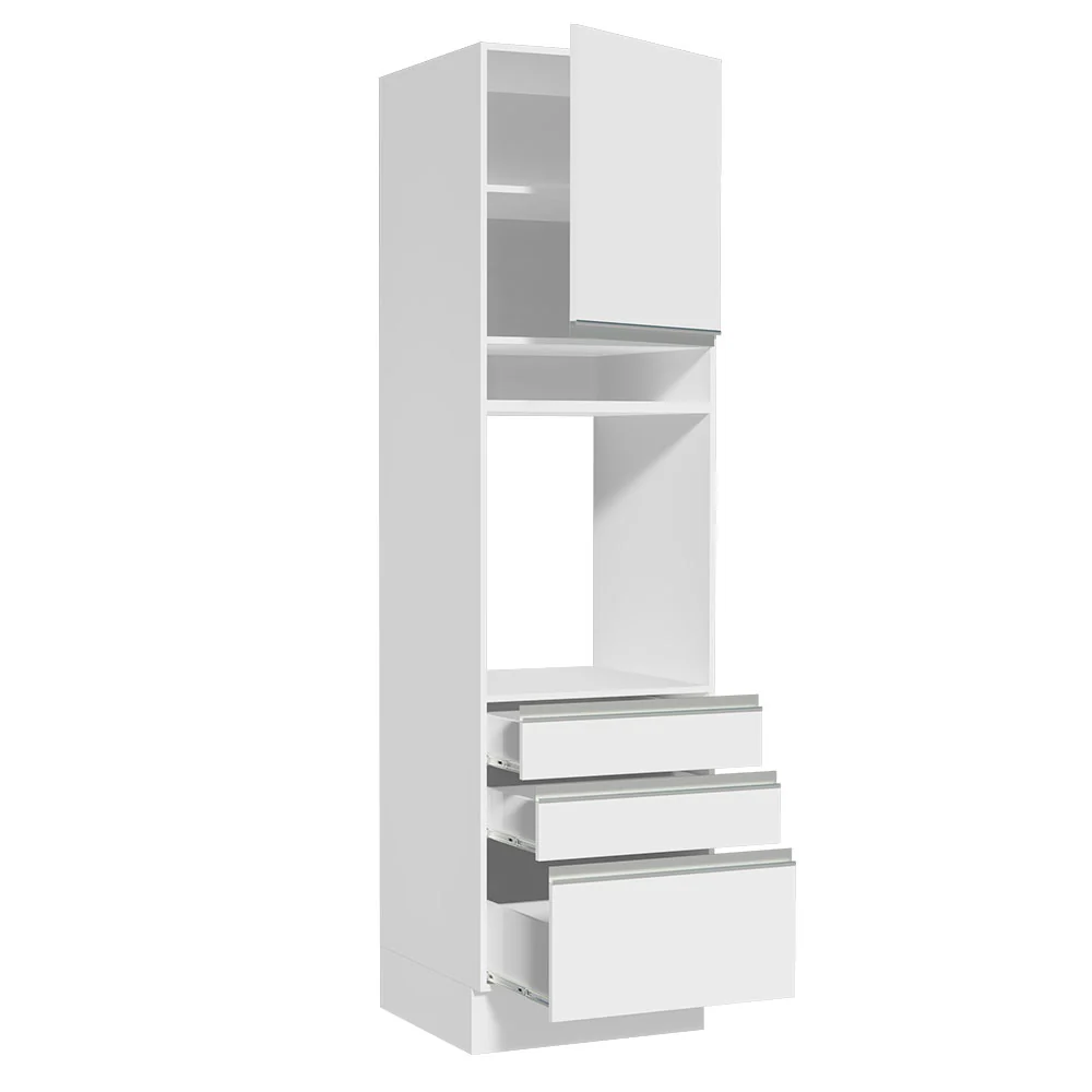 Torre de Cocina para Horno 60 cm 1 Puerta y 3 Cajones Glamy Blanco - Image 6