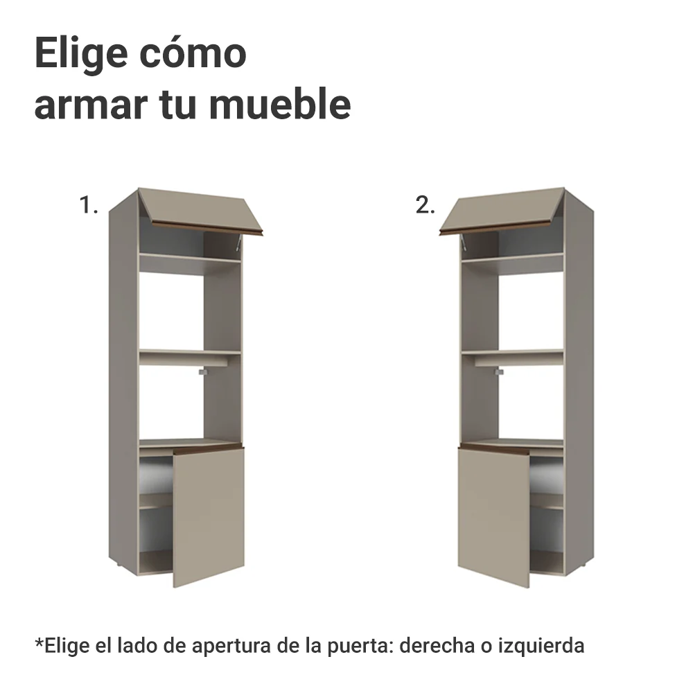 Torre de Cocina para Horno 60 cm 2 Puertas 2 Nichos Sin Patas Nice Crema - Image 4