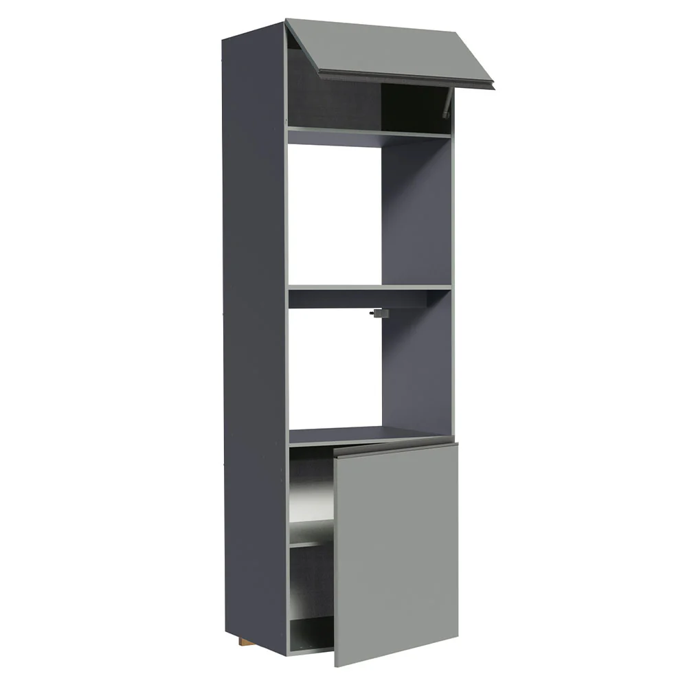 Torre de Cocina para Horno 60 cm 2 Puertas 2 Nichos Sin Patas Nice Gris - Image 7