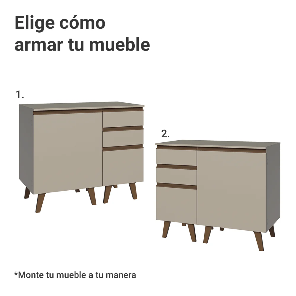 Vanitory 100cm 1 Puerta 3 Gavetas Crema Nice 04 - Image 4