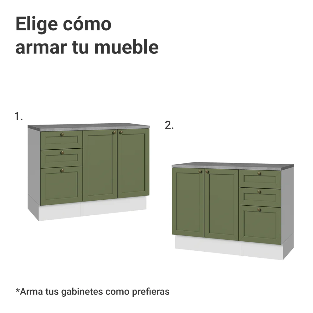Vanitory 110cm 3 cajones 3 puertas Blanco/Verde Vik 01 - Image 4