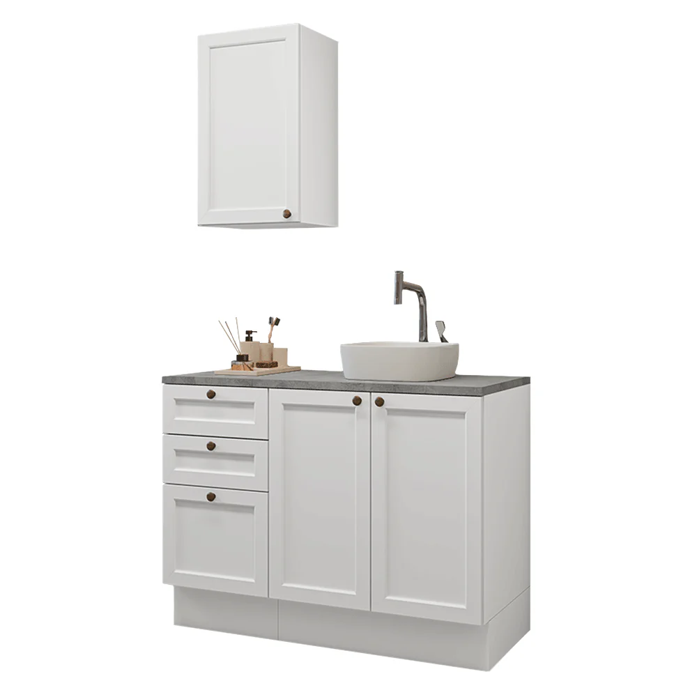 Vanitory 110cm 3 Cajones 3 Puertas Blanco Vik 01 - Image 3