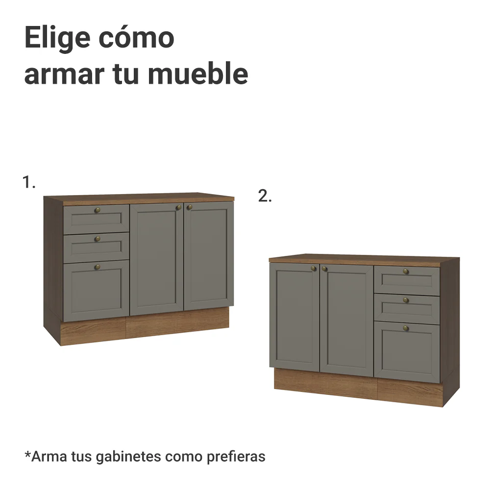 Vanitory 110cm 3 cajones 3 puertas Marrón/Gris Vik 01 - Image 4