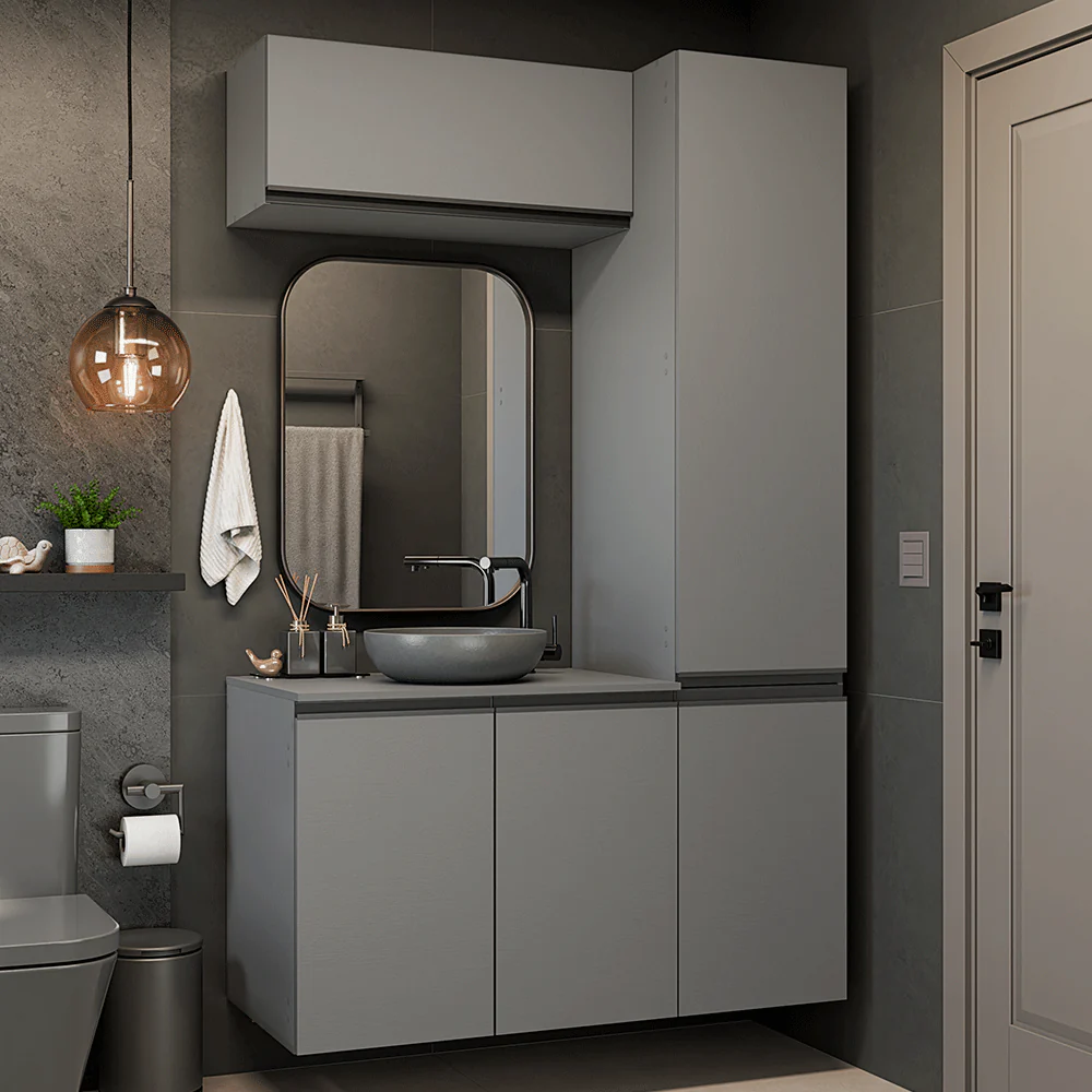 Vanitory, 120 cm, 5 puertas, Gris Nice 02