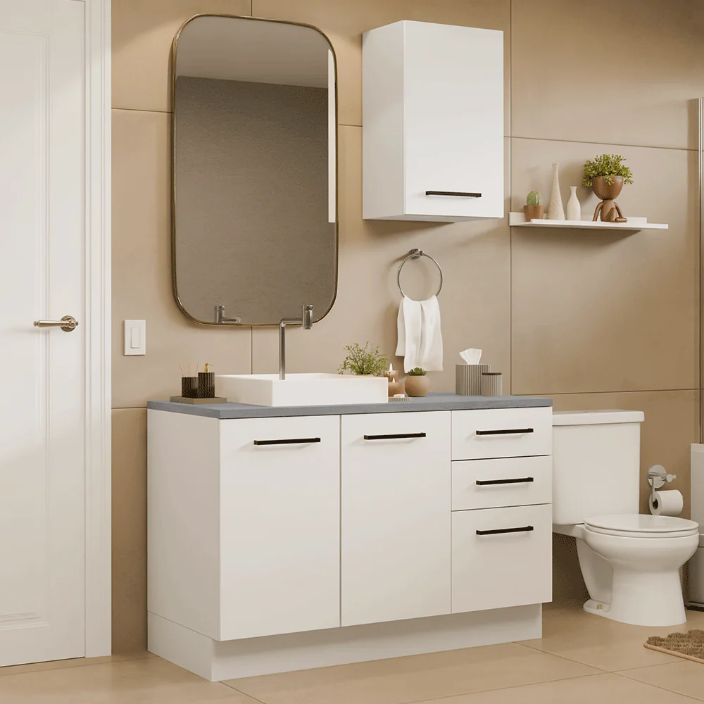 Vanitory 120cm 3 Puertas 3 Cajones Blanco Agata 01