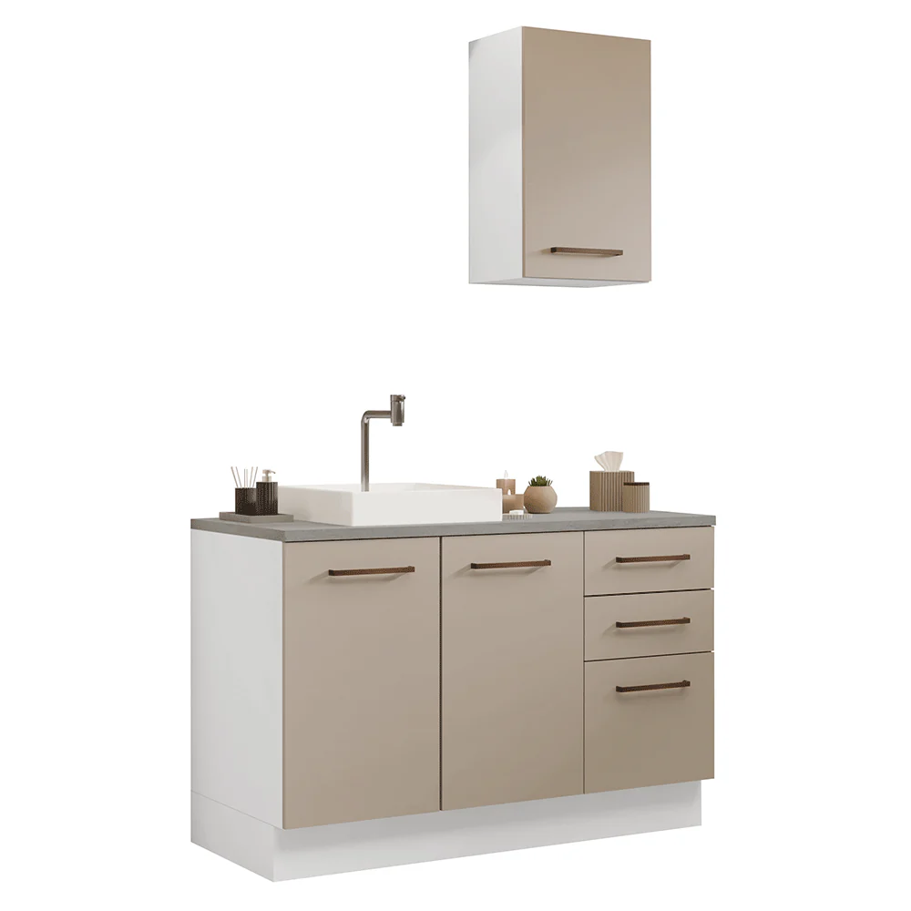 Vanitory 120cm 3 Puertas 3 Cajones Blanco/Crema Agata 01 - Image 3