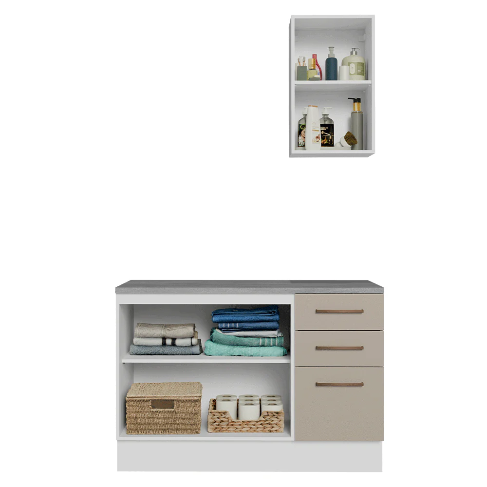 Vanitory 120cm 3 Puertas 3 Cajones Blanco/Crema Agata 01 - Image 4