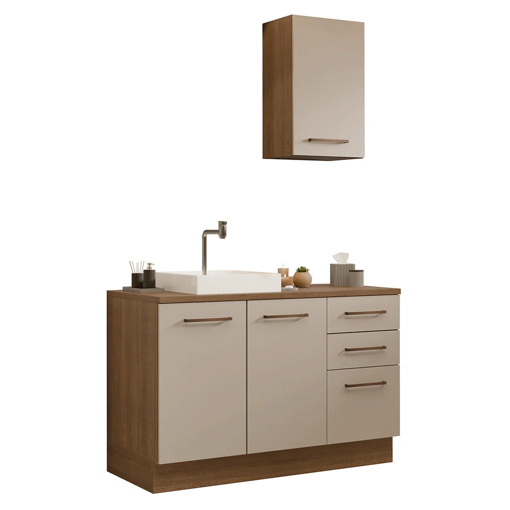 Vanitory 120cm 3 Puertas 3 Cajones Marrón/Crema Agata 01 - Image 3