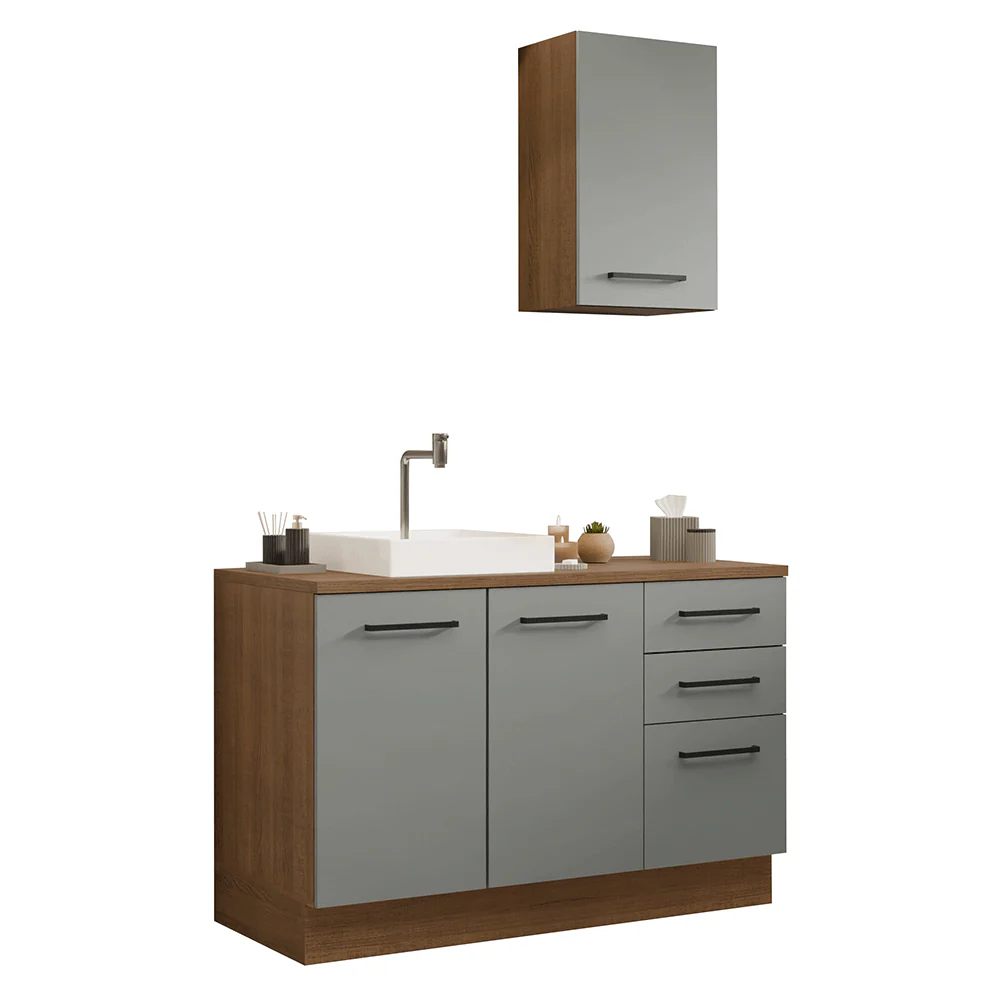 Vanitory 120cm 3 Puertas 3 Cajones Marrón/Gris Agata 01 - Image 3