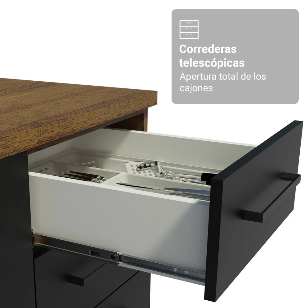 Vanitory 120cm 3 Puertas 3 Cajones Marrón/Negro Agata 01 - Image 6