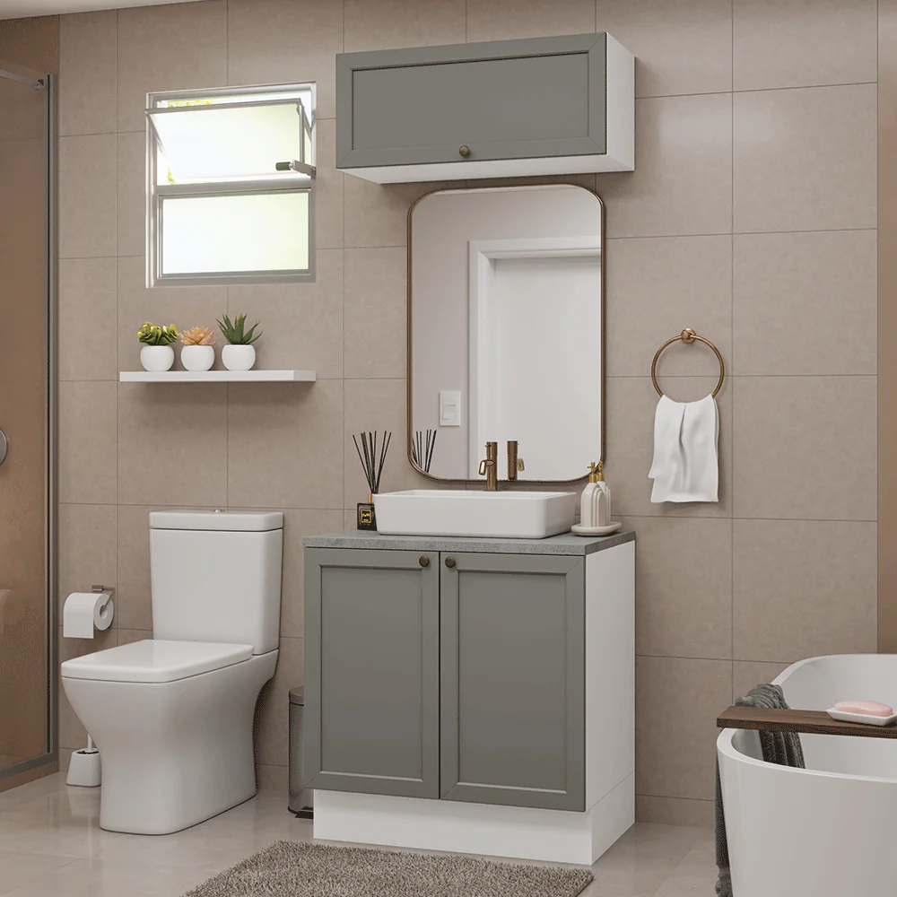 Vanitory 80cm 3 puertas Blanco/Gris Vik 02