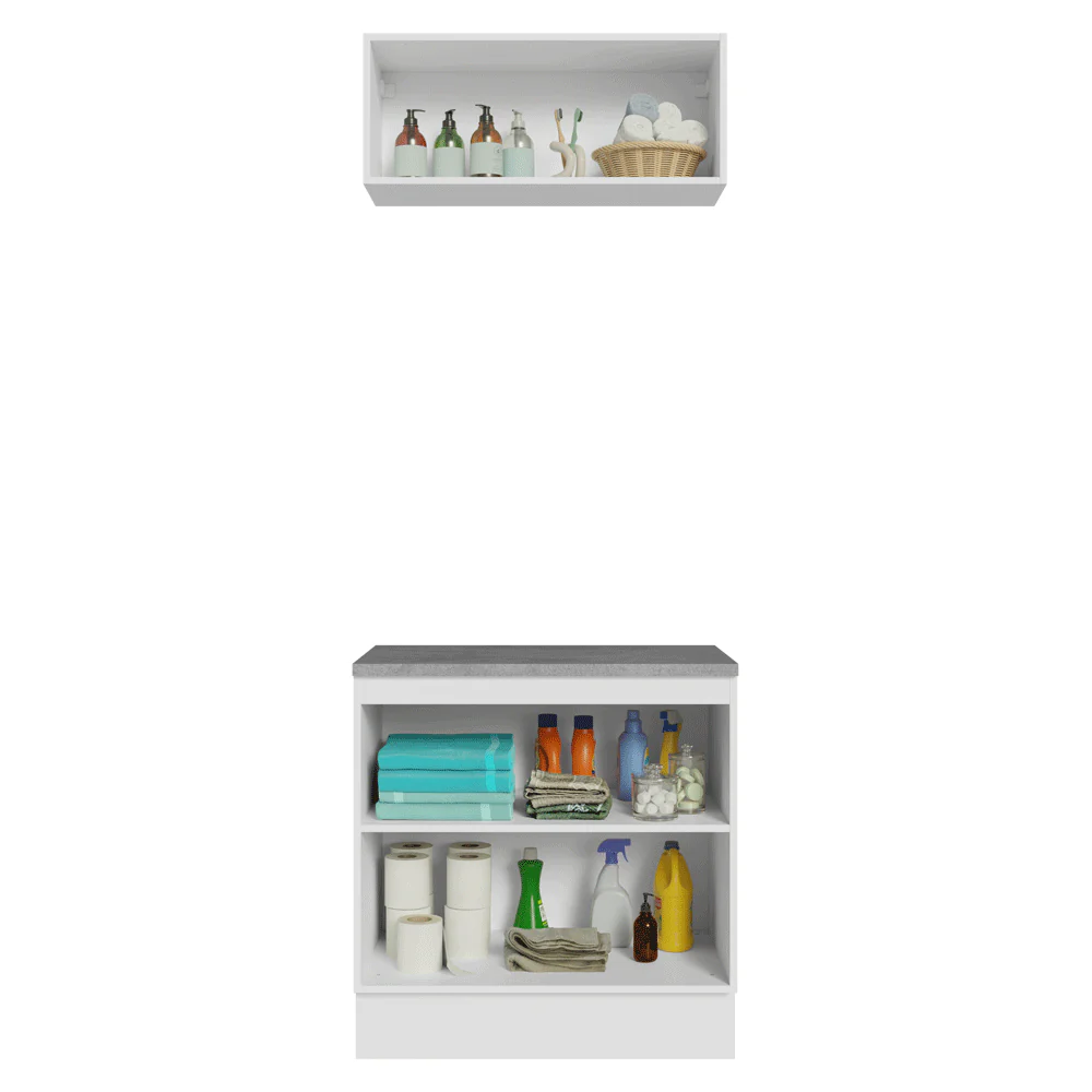 Vanitory 80cm 3 puertas Blanco/Gris Vik 02 - Image 4