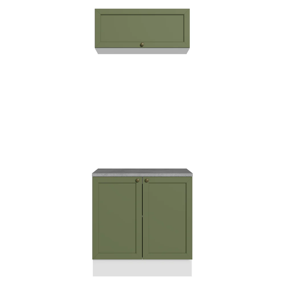 Vanitory 80cm 3 puertas Blanco/Verde Vik 02 - Image 9