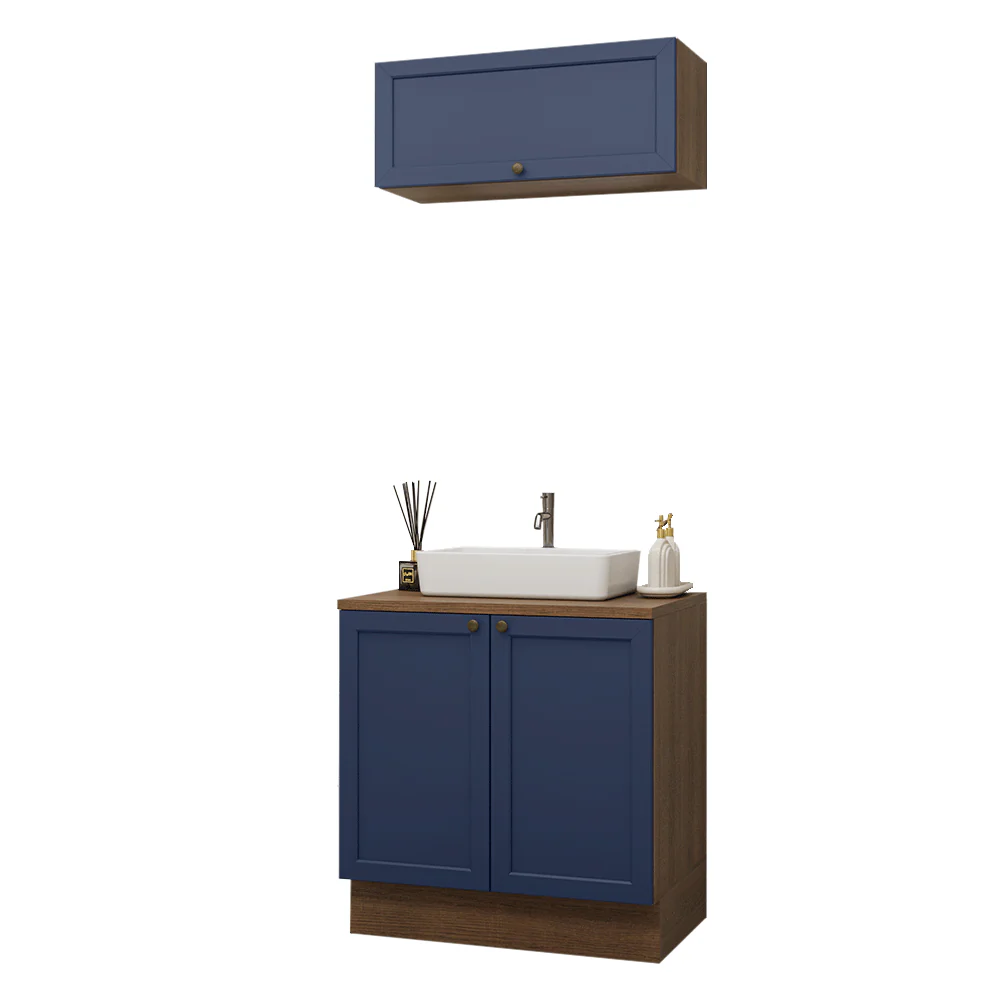 Vanitory 80cm 3 puertas Marrón/Azul Vik 02 - Image 3