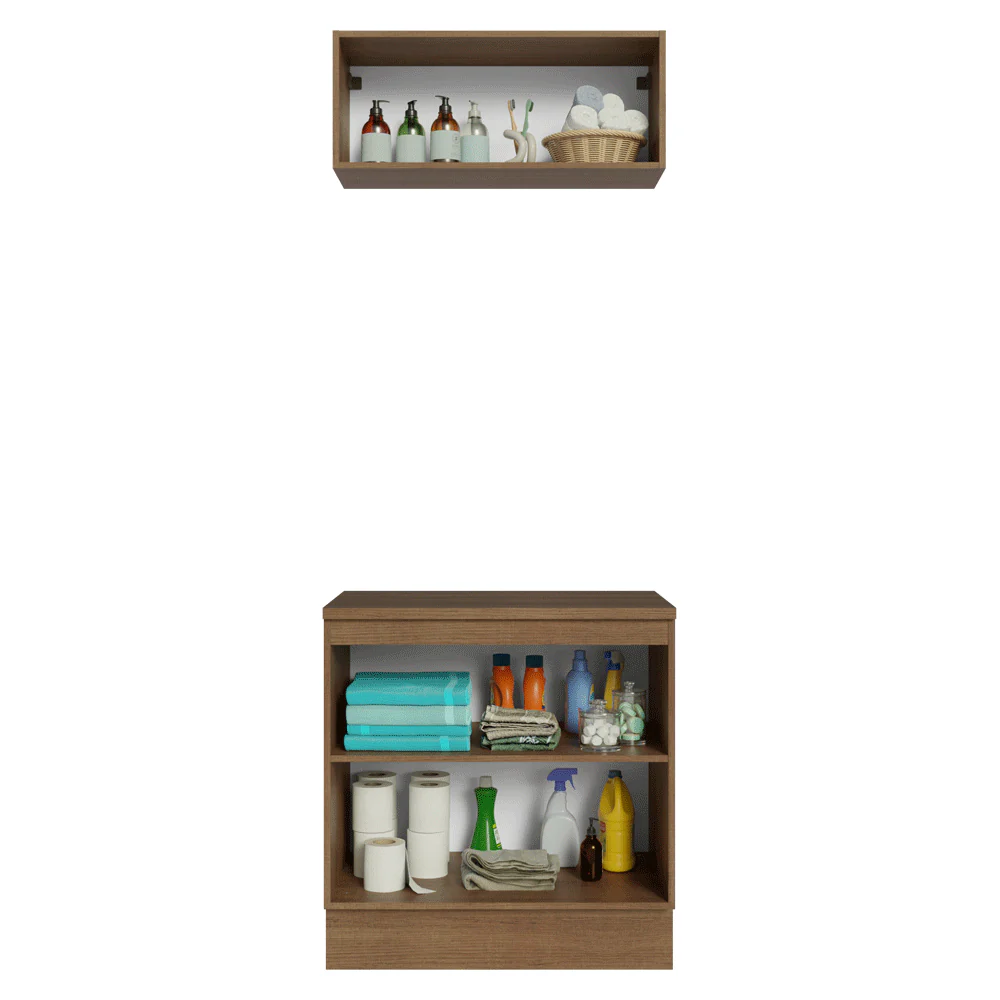 Vanitory 80cm 3 puertas Marrón/Azul Vik 02 - Image 4